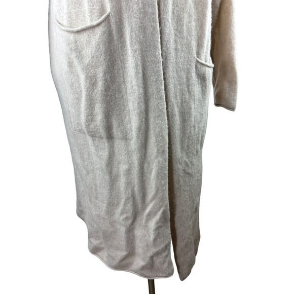 Van Winkle & Co. Long Sleeve Open Front Cashmere Duster Long Cardigan Tan Large - Picture 6 of 11